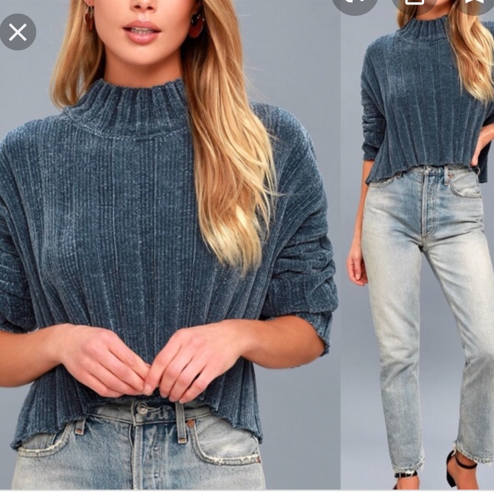 Sadie & Sage Blue Velvet Sweater | Lulus